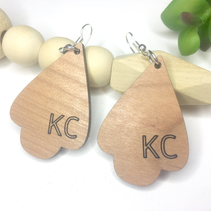 Kansas City Cherry Wood Dangle Earrings - Wholesale