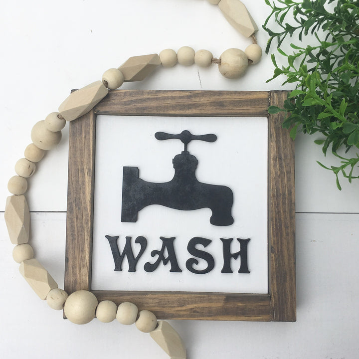 Wash Your Hands Rustic Bathroom Sign