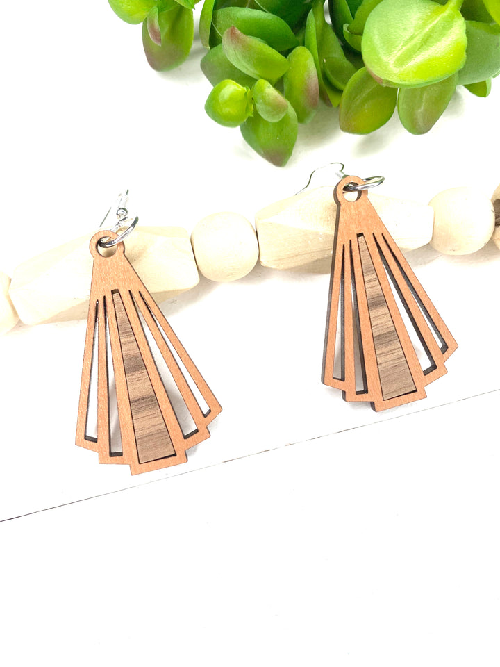 Geometric Triangle Wood Earrings - Wholesale