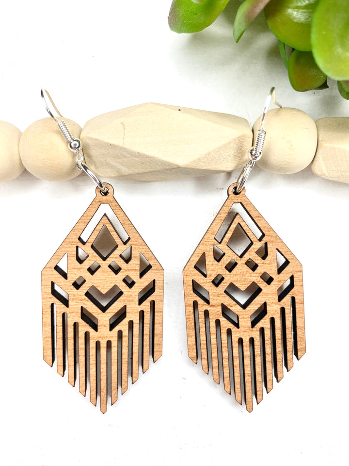 Art Nouveau Wood Dangle Earrings - Wholesale