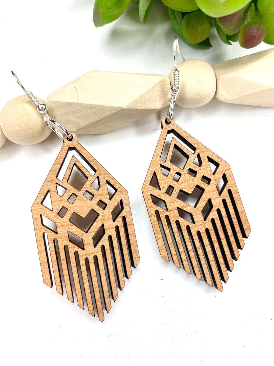 Art Nouveau Wood Dangle Earrings - Wholesale