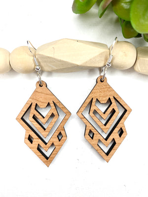 Art Deco Wood Dangle Earrings - Wholesale