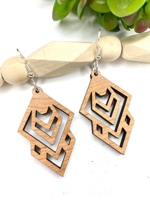 Art Deco Wood Dangle Earrings - Wholesale