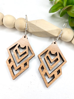 Art Deco Wood Dangle Earrings - Wholesale