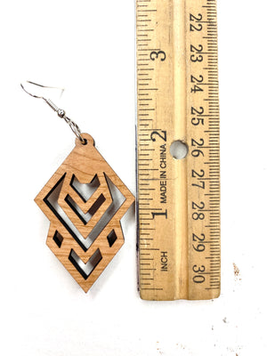 Art Deco Wood Dangle Earrings - Wholesale