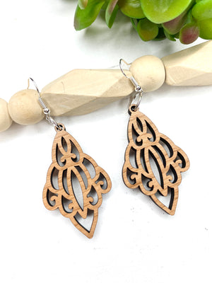 Chandelier Cherry Wood Dangle Earrings - Wholesale