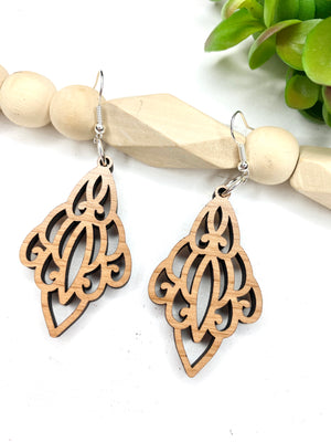 Chandelier Cherry Wood Dangle Earrings - Wholesale