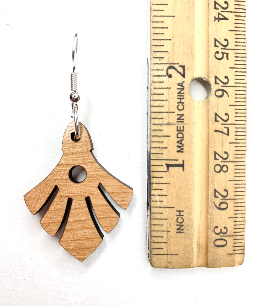 Art Deco Fan Wood Dangle Earrings