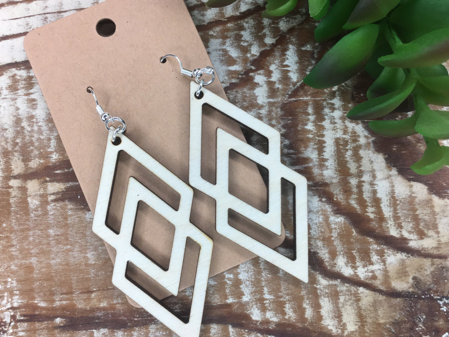 Laser Cut Wood Earrings