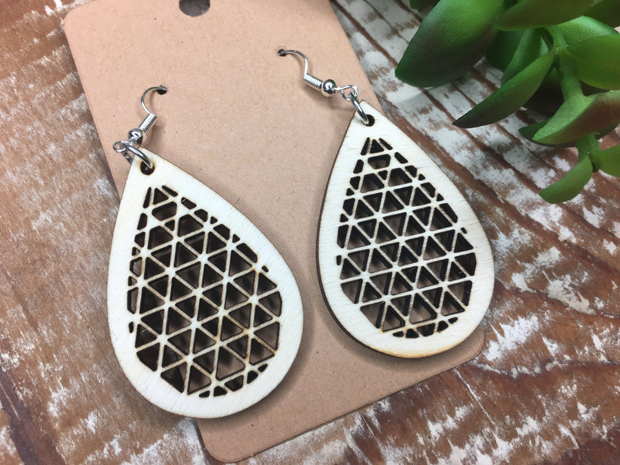 Laser Cut Wood Earrings