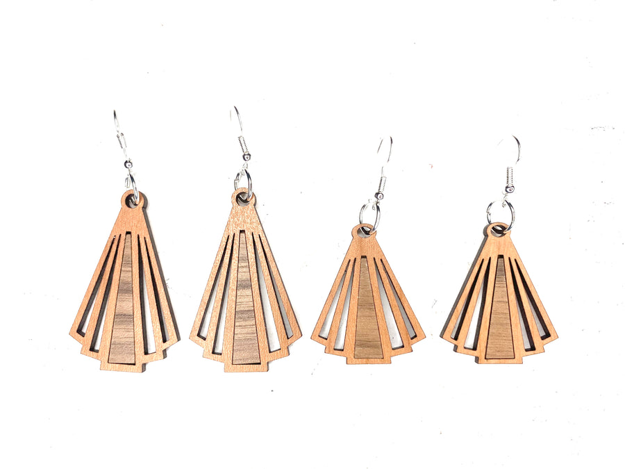 Geometric Triangle Wood Earrings