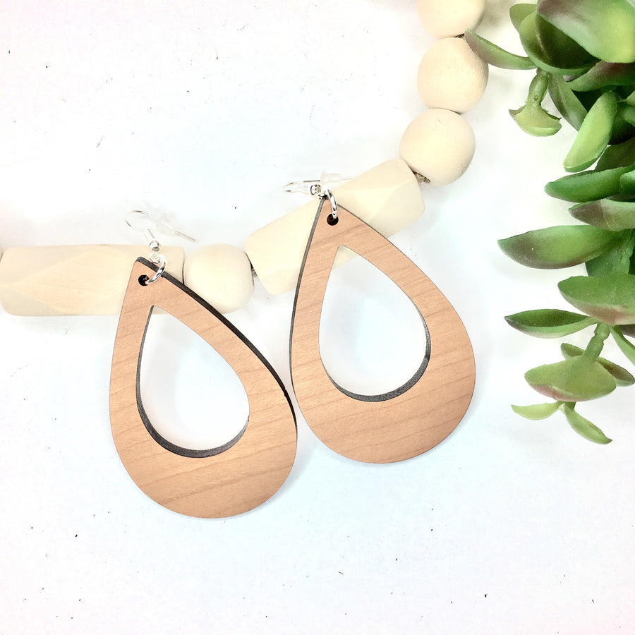 Laser Cut Cherry Wood Earrings