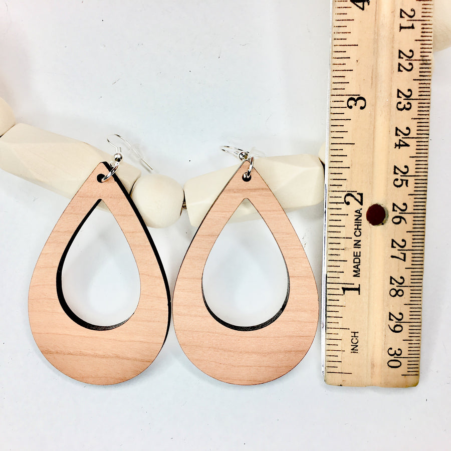 Laser Cut Cherry Wood Earrings - Wholesale