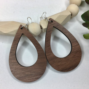 Laser Cut Walnut Wood Earrings