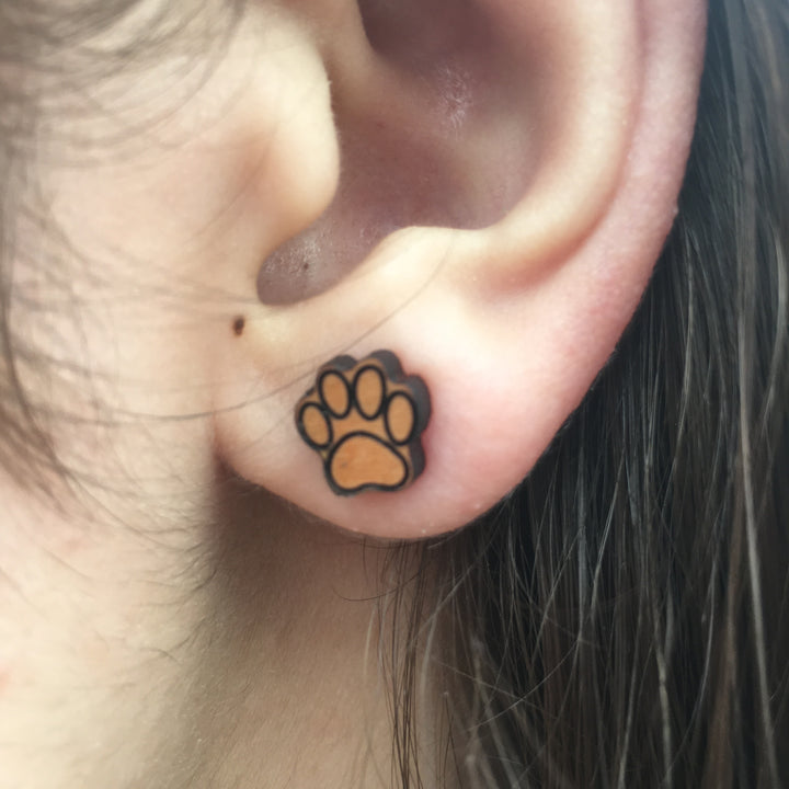 Dog Lover Wood Stud Post Earrings