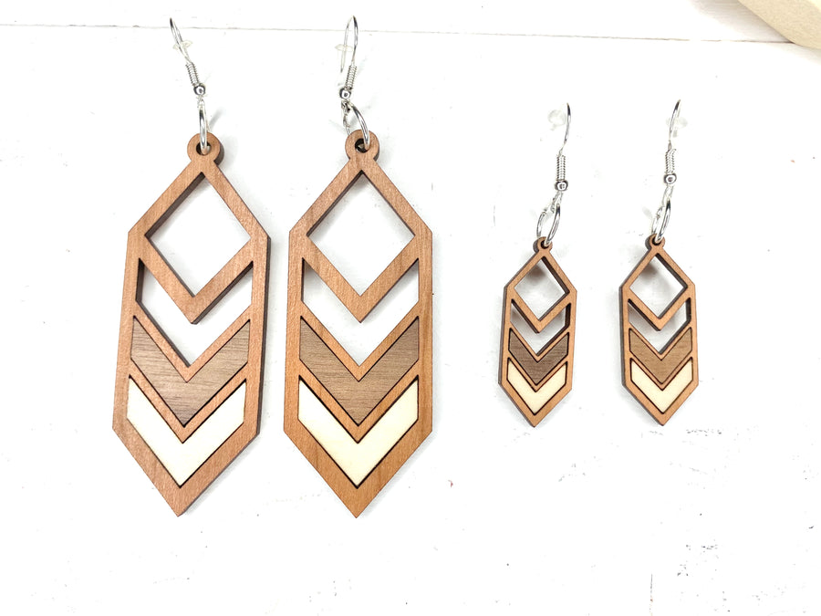 Chevron Arrow Dangle Drop Wood Earrings - Wholesale