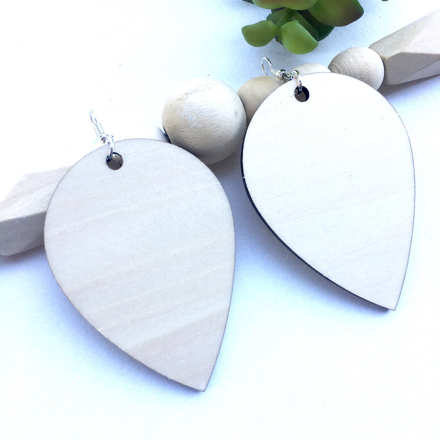 Large Upside Down Teardrop Earrings Dangle Wooden Earrings Birch Gift for Sister Trendy Lightweight Earrings - Wholesale