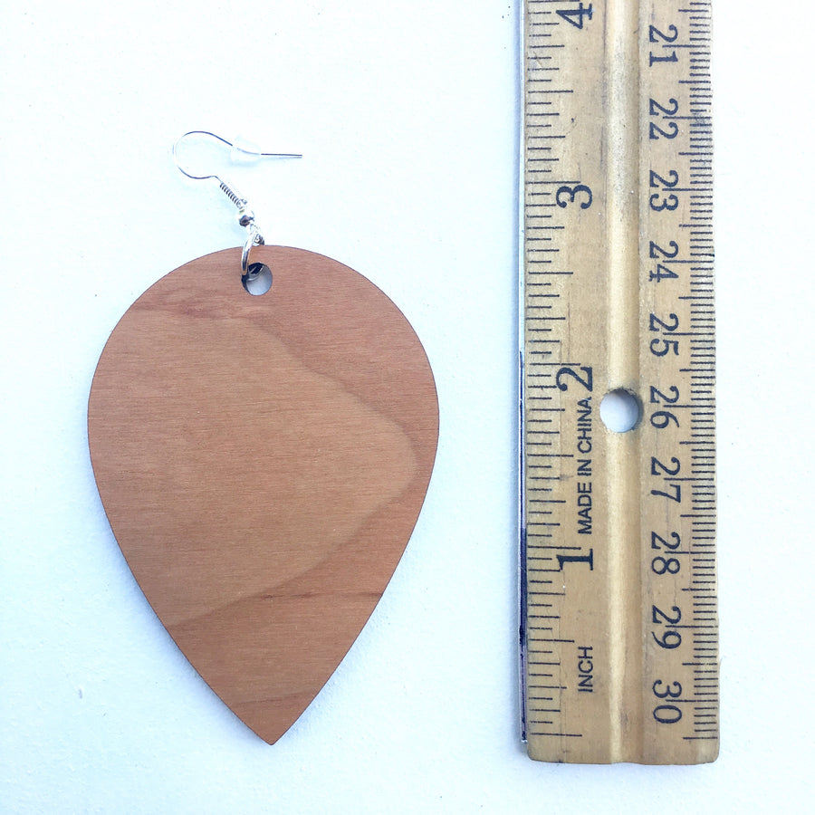 Large Upside Down Teardrop Earrings Dangle Wooden Earrings Cherry Gift for Sister Trendy Lightweight Earrings - Wholesale