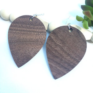 Large Upside Down Teardrop Earrings Dangle Wooden Earrings Walnut Gift for Sister Trendy Lightweight Earrings