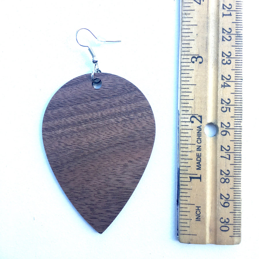 Large Upside Down Teardrop Earrings Dangle Wooden Earrings Walnut Gift for Sister Trendy Lightweight Earrings - Wholesale