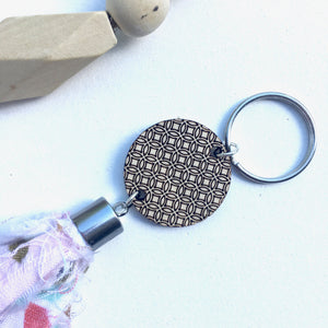 Fabric Tassel Keychain Key Fob Pink Purse Charm Keys for Home Gift for Teacher Birthday Gift Idea
