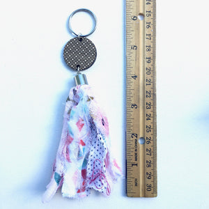 Fabric Tassel Keychain Key Fob Pink Purse Charm Keys for Home Gift for Teacher Birthday Gift Idea