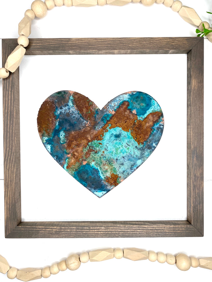 Rustic Heart Sign, Framed Rusted Farmhouse Sign, Country Kitchen Decor, Farmhouse Gallery Wall, Country Wedding Framed Sign