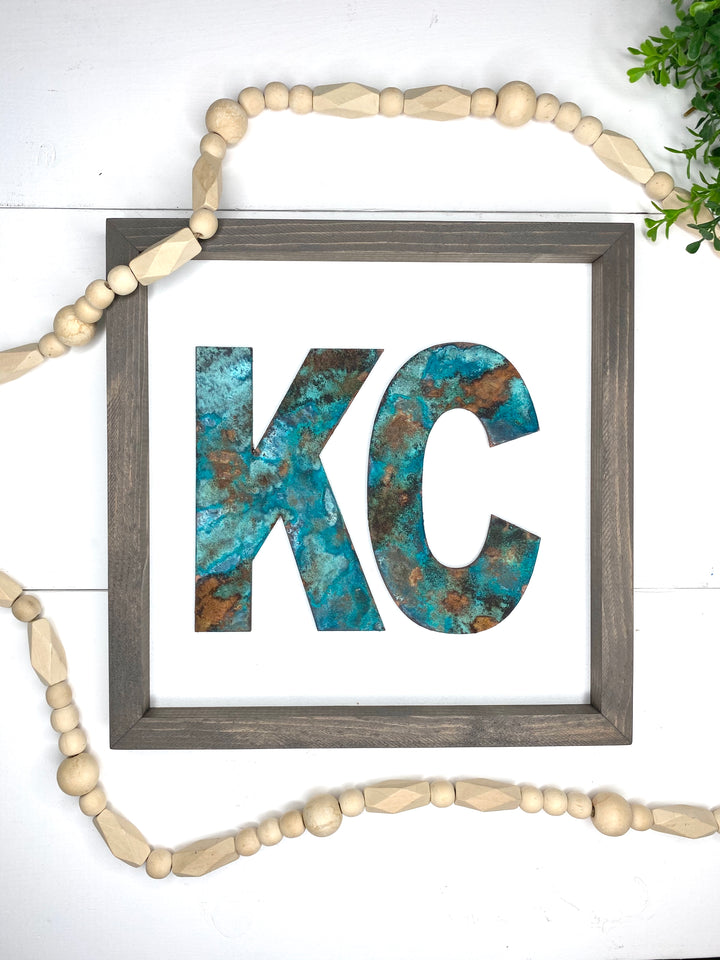 Rustic Kansas City Sign, Framed Rusted Farmhouse Sign, Country Kitchen Decor, Farmhouse Gallery Wall, KC Missouri Sign