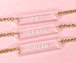 Custom Word of the Year Acrylic Bar Necklace