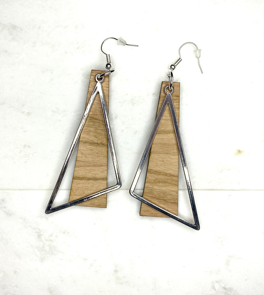 Cherry Bar with Triangle Metal Earring