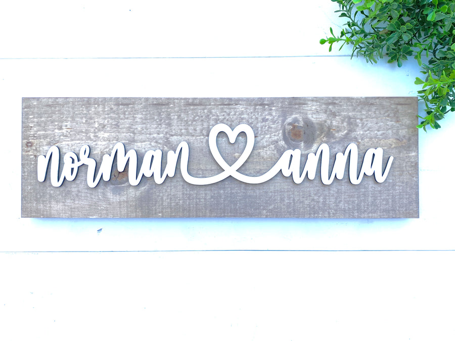 Personalized Couples Heart Name Sign