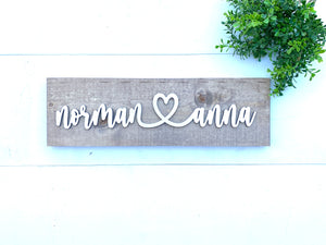 Personalized Couples Heart Name Sign