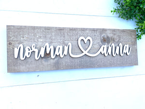 Personalized Couples Heart Name Sign