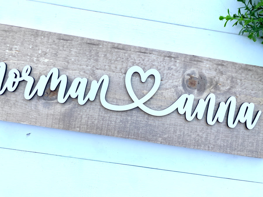 Personalized Couples Heart Name Sign