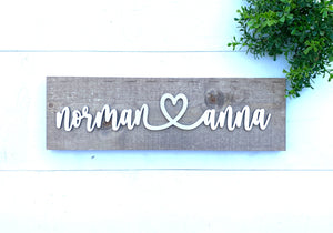 Personalized Couples Heart Name Sign