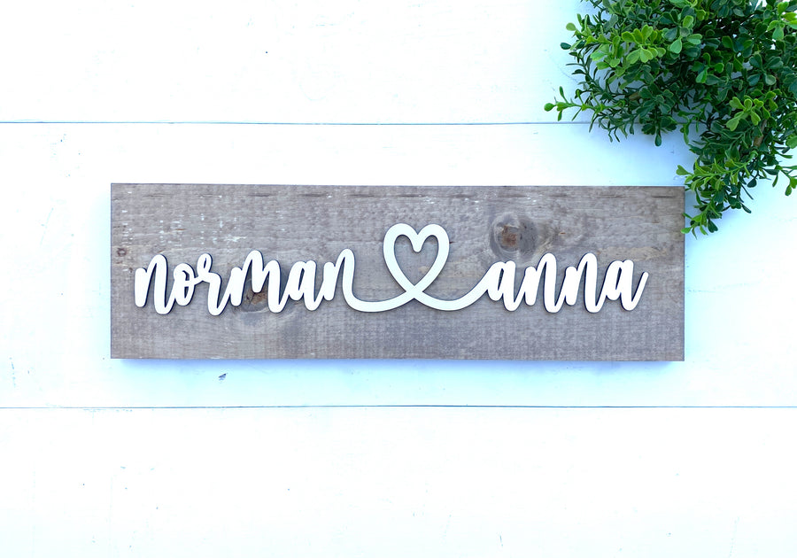 Personalized Couples Heart Name Sign