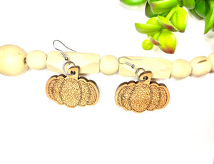 Pumpkin Dangle Wood Earrings - Wholesale