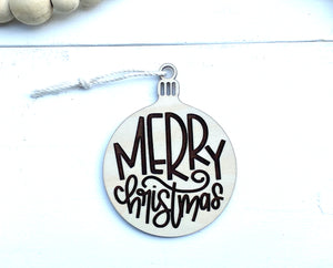 Handwritten Font Christmas Ornaments
