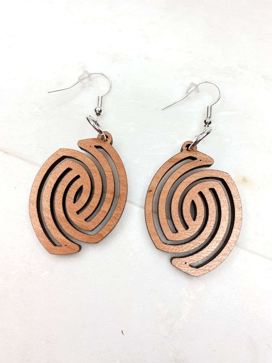 Oval Infinity Wood Earrings - Wholesale
