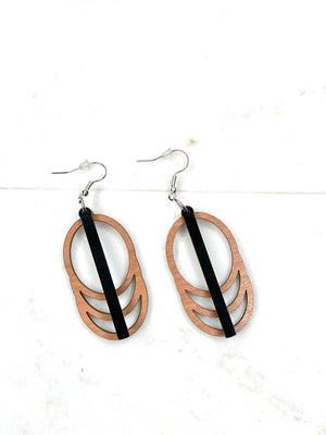 Cascade Oval with Black Bar Earring - Wholesale