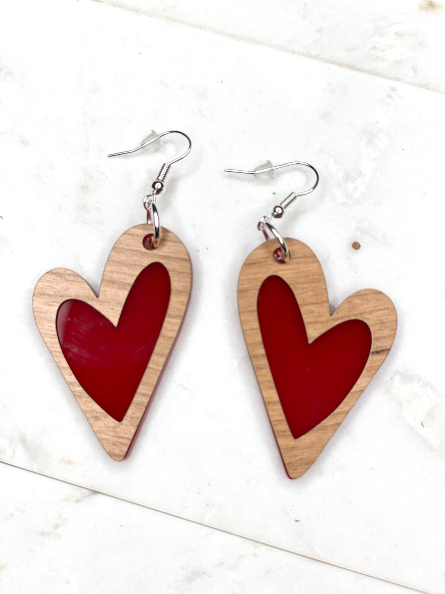 Red Heart Acrylic Earring - Wholesale