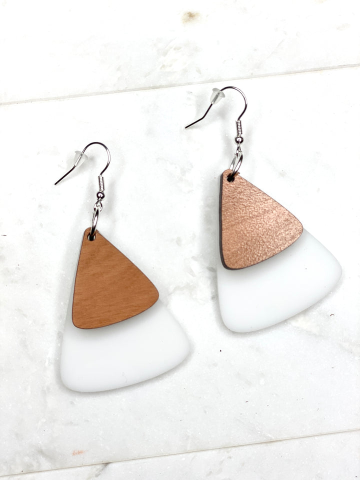 White Boho Triangle Earrings