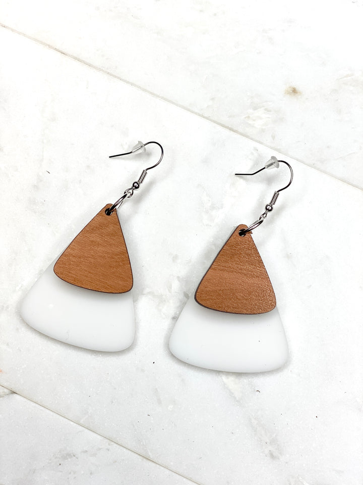 White Boho Triangle Earrings - Wholesale