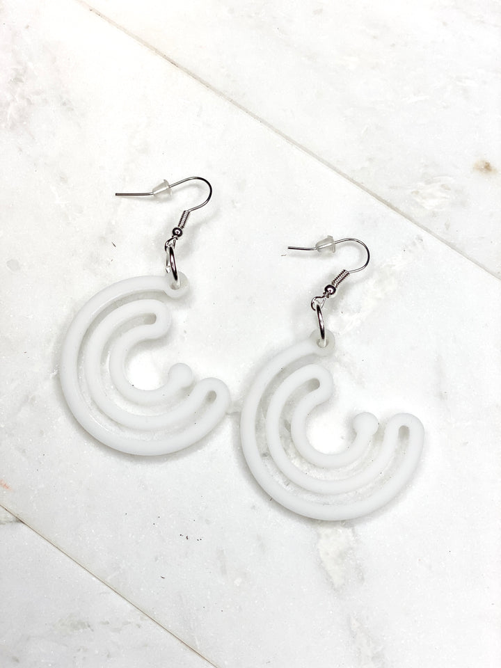 White Infinity Circle Earrings - Wholesale