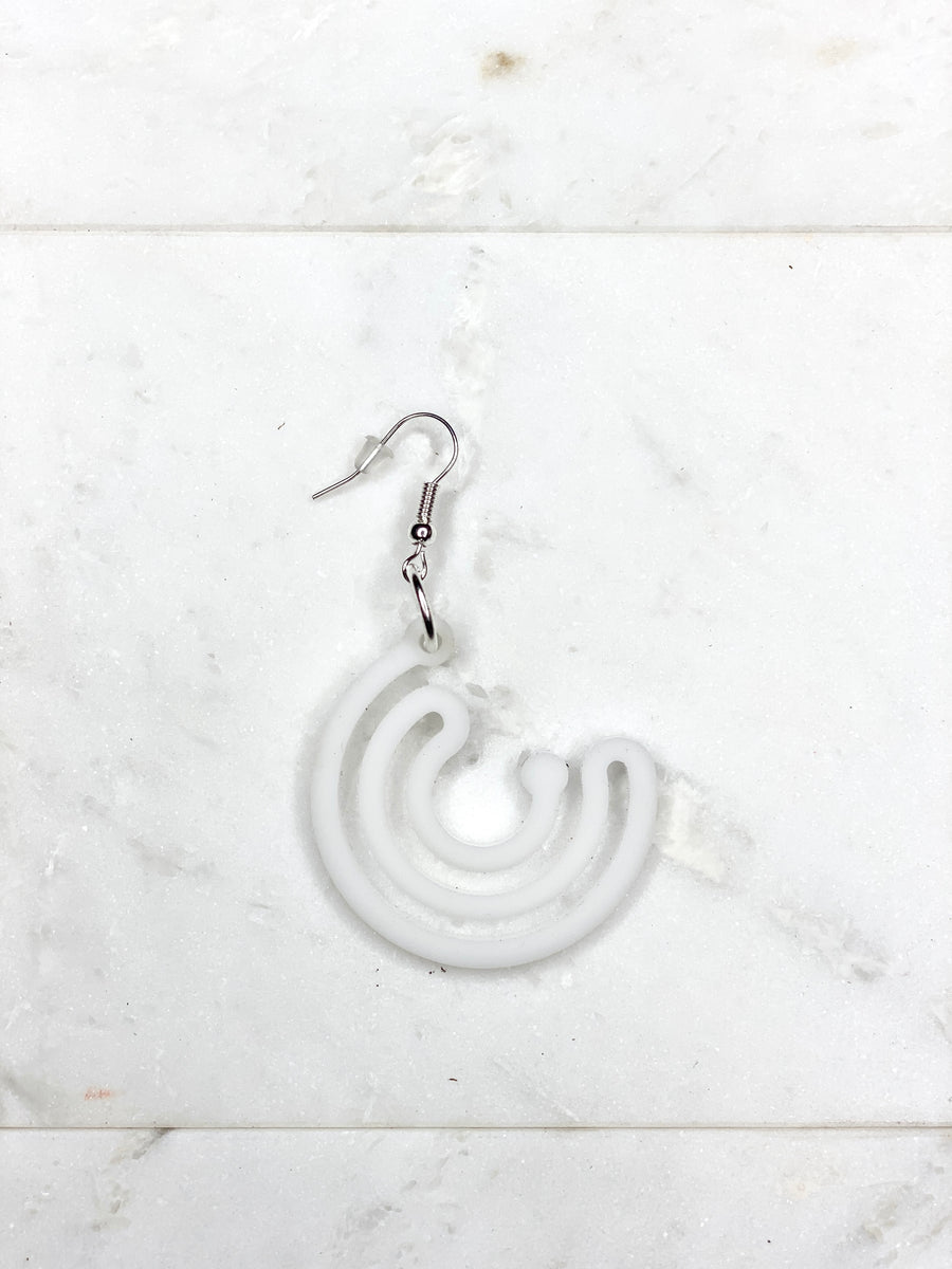 White Infinity Circle Earrings