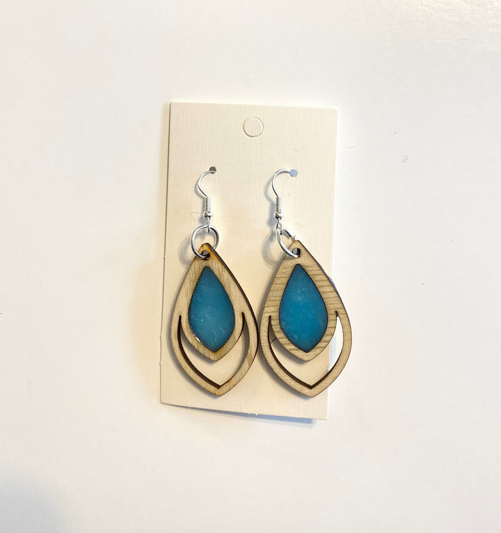 Teardrop Cut Out with Blue Resin