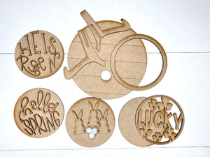 Shiplap Circle Sign with 4 Interchangeable Inserts DIY Kit