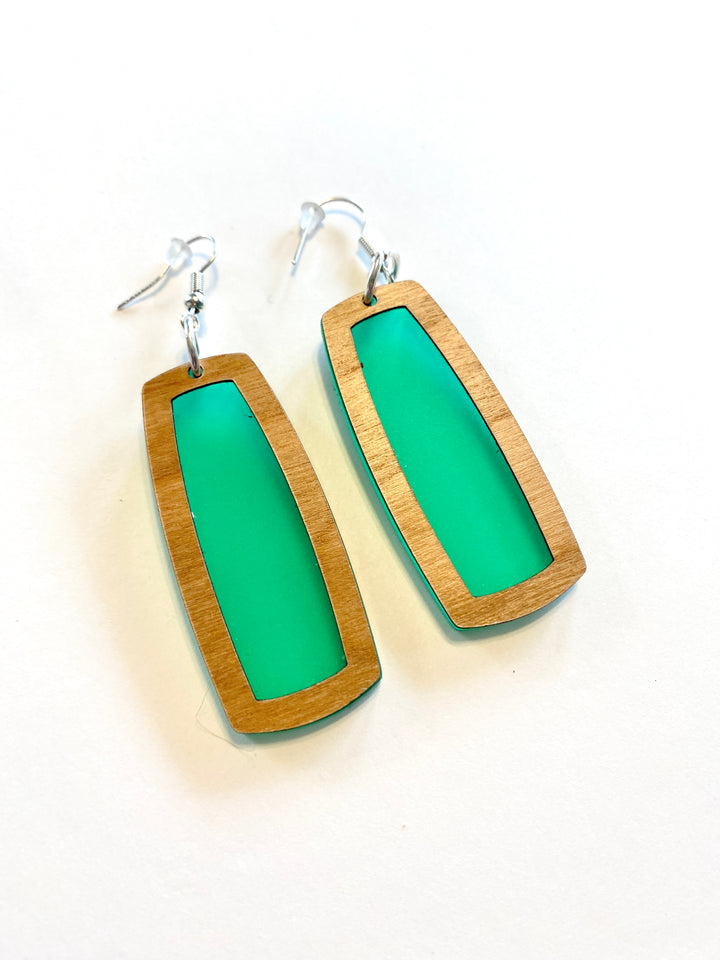 Green Bar with Cherry Dangle Earrings - Wholesale
