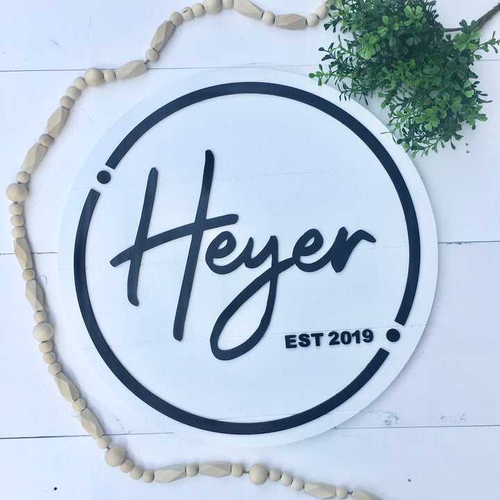 Personalized Round Established Name Sign