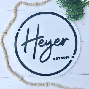 Personalized Round Established Name Sign
